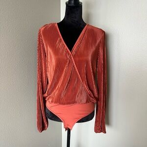 Rust Orange Long Sleeve Bodysuit